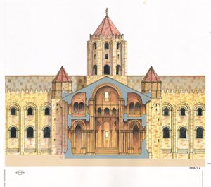 Catedral románica de Santiago de Compostela. Sección transversal. España de Fernando Aznar Cenamor